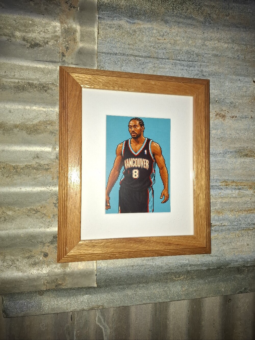 8 Bit Michael Dickerson Retro NBA Vancouver Grizzlies Framed Art Print